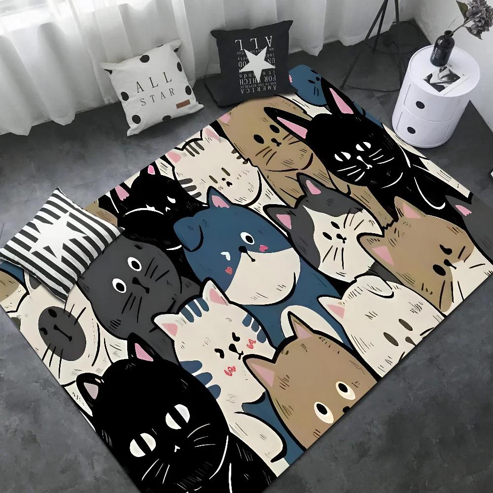 Kawaii Anime Cat Cute Door Mat Nordic Style Bedroom Living Room Doormat Home Balcony Anti-Slip Alfombra 40x60cm