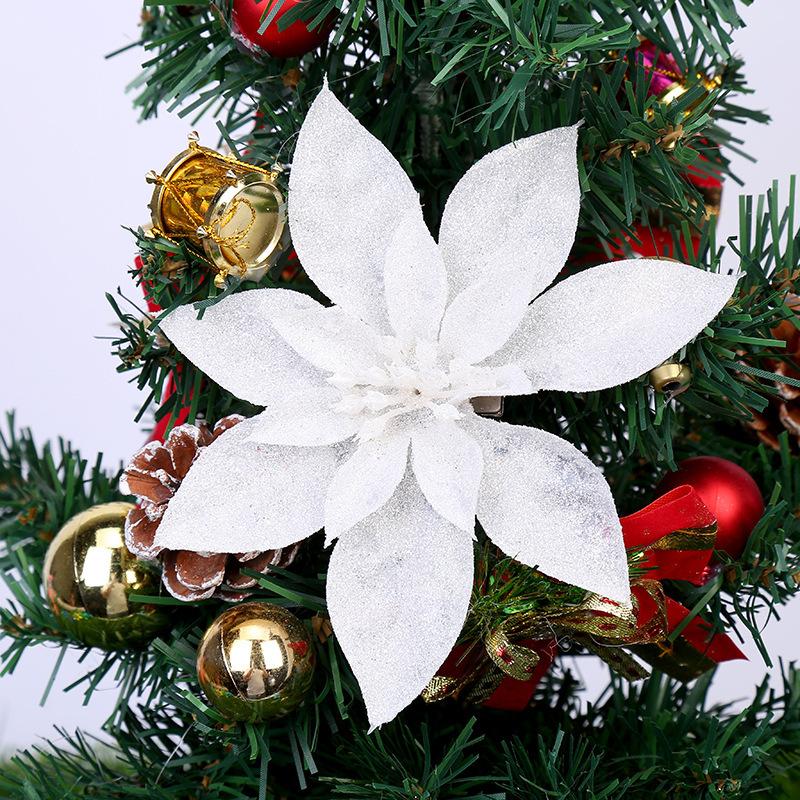 Exquisite Christmas Flowers, Solid Scallion Powder Gold, Silver and Red Flower, Christmas Tree Ornaments, Christmas Wreaths, Rattan, Christmas Decorat