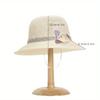 Fashion Fisherman Hat Summer Hollow Hat Ladies Flowers Pearl Basin Hat Travel Hat Wind Rope Hat