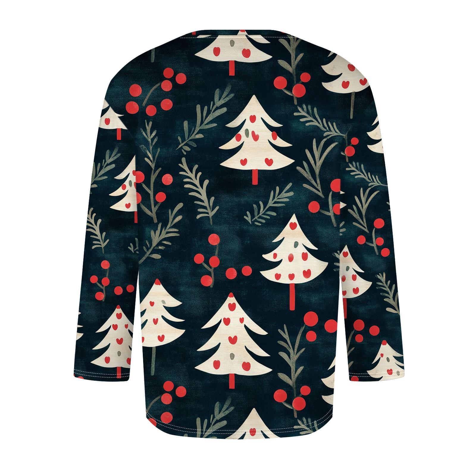 Мужская футболка с круглым вырезом и рукавом три четверти с рождественским принтом — фото 4