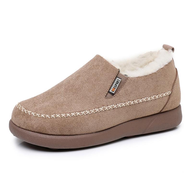 Non-Slip Moccasin Shoes for Women Snow Boots Warm Winter Warm Short Boots Women's Outdoor Fur Lined Faux Suede Fuzzy Fleece Lining Walking Shoes