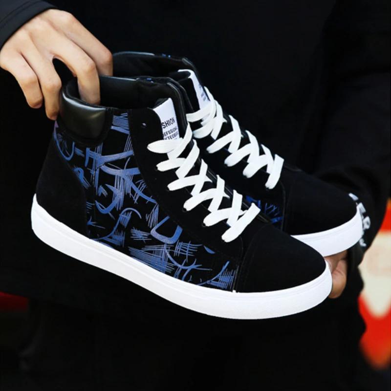 Wysokie trampki płócienne dla mężczyzn modne sneakersy na platformie wiosna jesień męskie casualowe buty wulkanizowane student tenis masculino