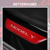 Carbon Fiber For Tesla Model Y -2024 Car Door Sill Panel Protector Trim Stickers Anti-scratch Accessories Tuning Decoration