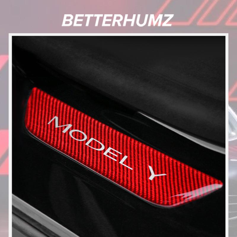 Carbon Fiber For Tesla Model Y -2024 Car Door Sill Panel Protector Trim Stickers Anti-scratch Accessories Tuning Decoration