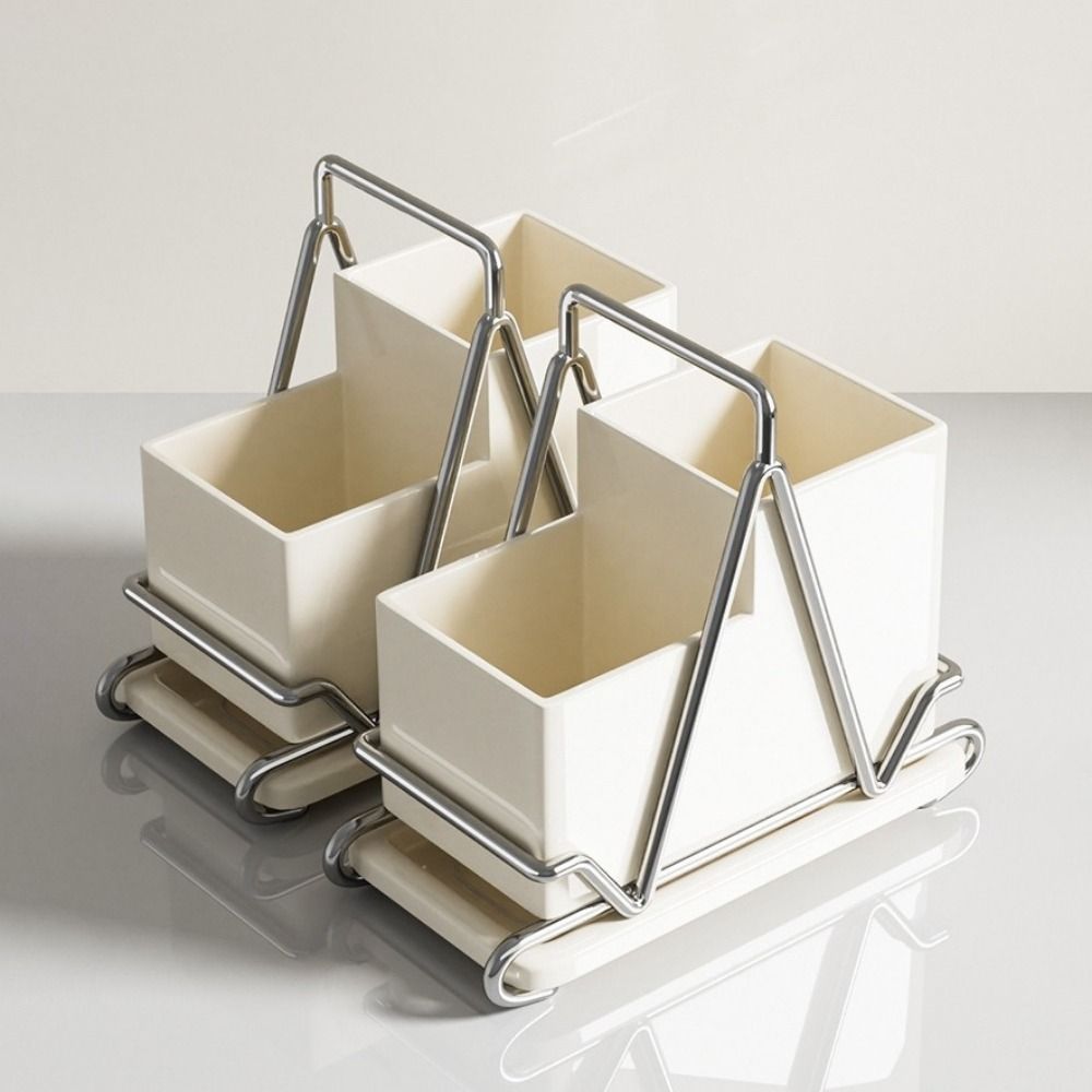 Stainless Steel Chopsticks Storage Box Countertop Type Large Capacity Cutlery Storage Rack Wall Mounted Space Saving