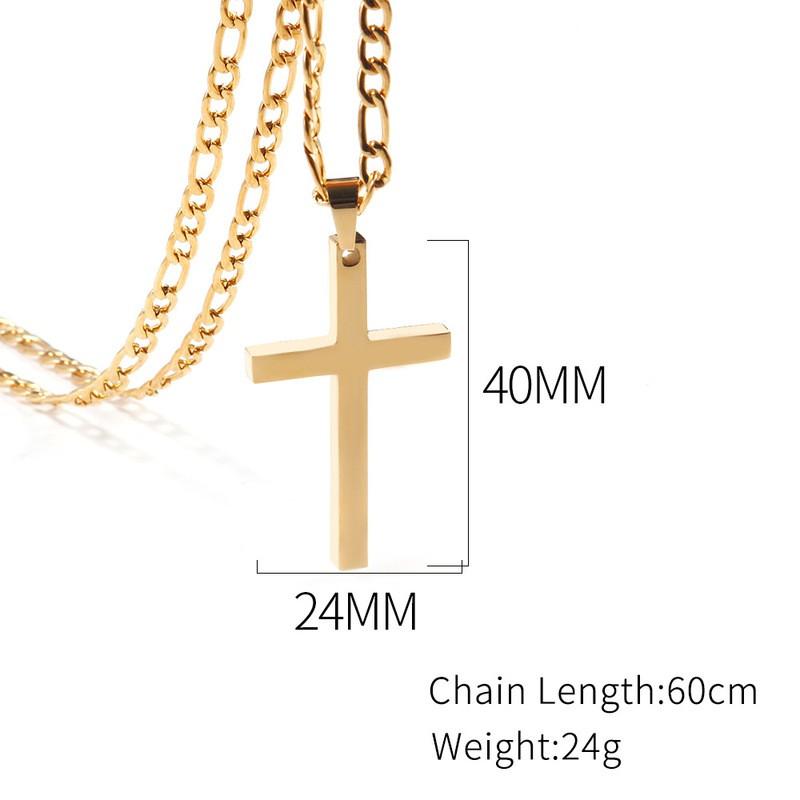 Edelstahl Kreuz Anhänger Halskette Herren Damen Vergoldete Titan Kette 5mm Breite 31-40cm Verstellbare Länge