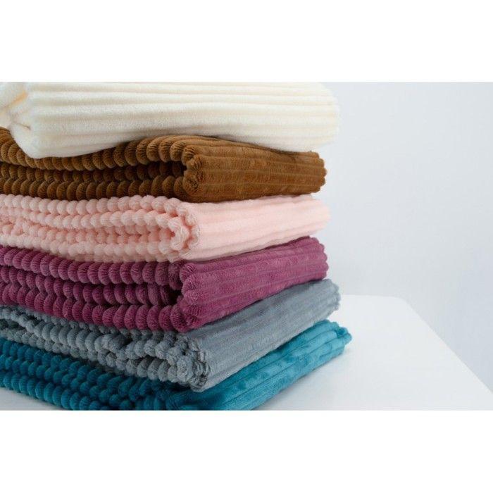 Couverture boudoir - DOMIVA - Caramel - 75 x 100 cm - Velours côtelé, douce et chaude