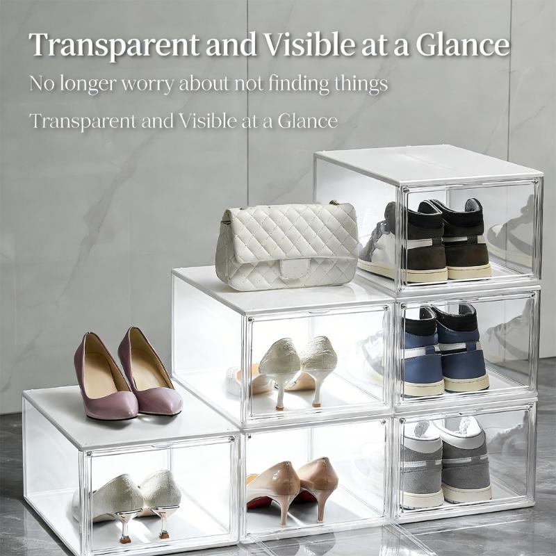 Clear View LED Illuminated Shoe Storage Dustproof Design For Displaying Shoe Collections Domestic Setting
