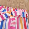 Girls 2 Piece Outfit 1-8Y Pink Sleeveless Tank Top with Striped Shorts Set Kids Summer Floral Clothing Sets