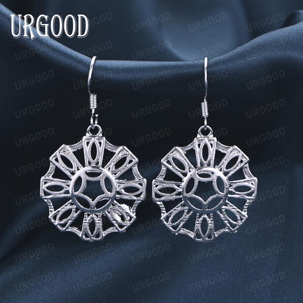 

Серьги-гвоздики из стерлингового серебра 925 пробы с круглым геометрическим узором и перфорацией, модные свадебные украшения 4.30*2.50cm