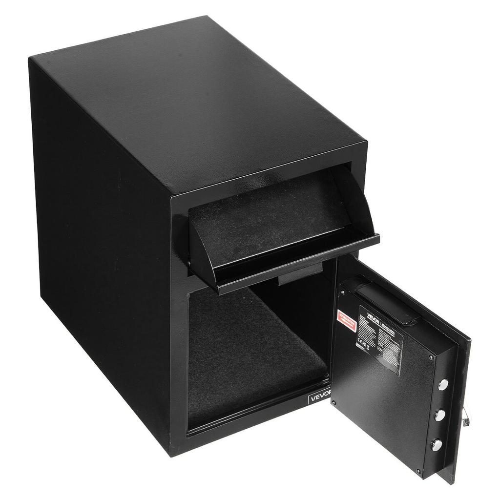 1.2 Cubic Feet Drop Safe, Large Capacity Front Drop Slot Safe Box with Digital Keypad, Heavy Duty 2 Tiers Cash Depository Box with Spare Keys for