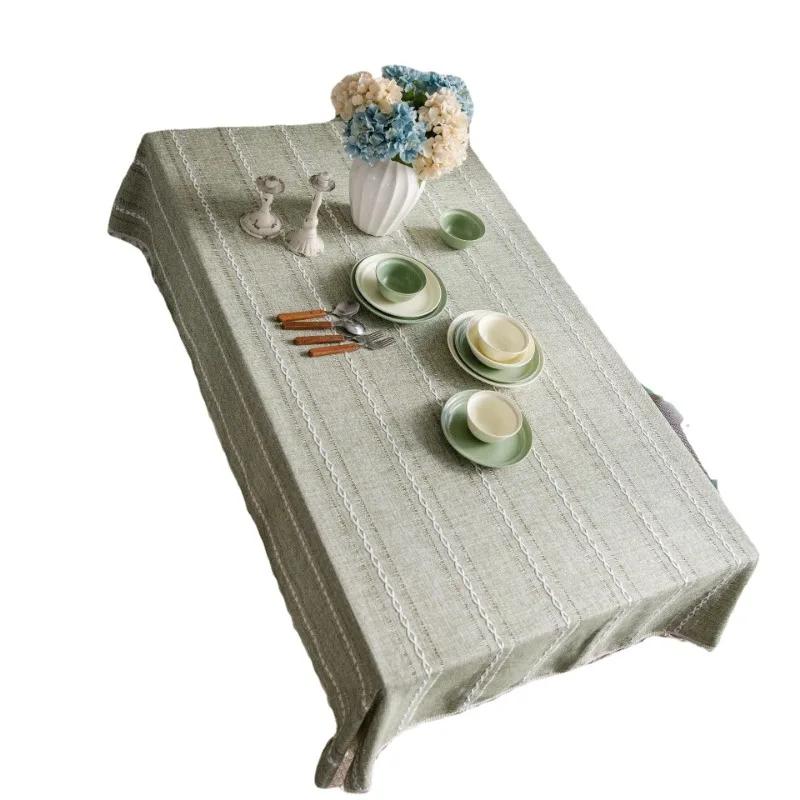 Tablecloth, Cotton and Linen Anti-wrinkle and Anti-fading Embroidered Tablecloth, Rectangular Tablecloth, Tabletop Decoration