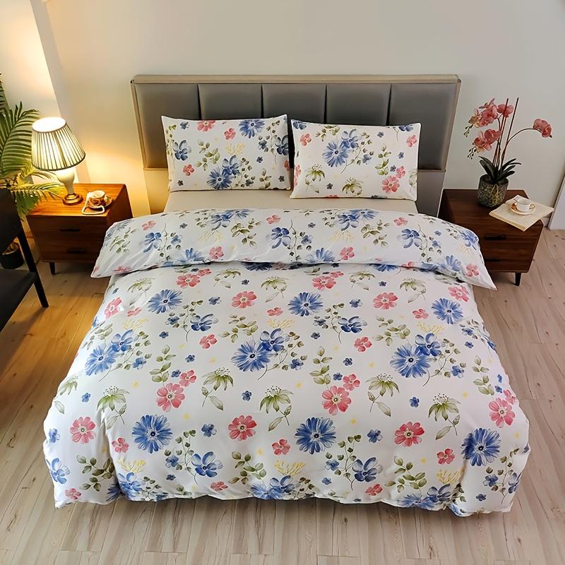 

Floral Duvet Cover And Pillowcase 3Pcs Set, Polyester Set/2 Pillowcases/1 Duvet Cover/Student Bed/Double Bed/Full Size Bed/King Duvet Cover Set&EU Single(135x200cm)