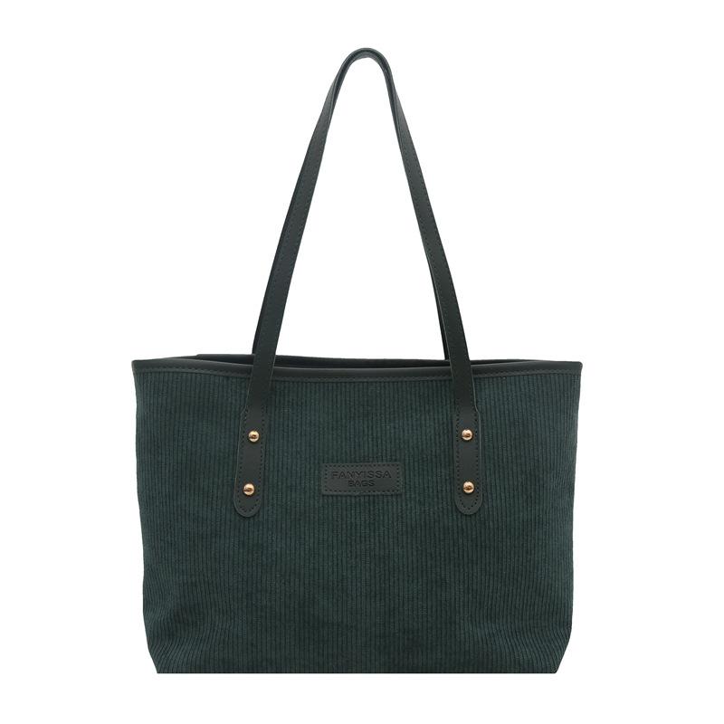 New Simple Handbag Large Capacity Corduroy Tote Bag Simple Commuter Bag Comfortable and Versatile Texture Shoulder Bag