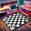 Barock Schach Teppich Schwarzes Marmor Schachbrett Teppich mit Wohnzimmer Gold Detail für Spielzimmer Dekor Teppiche
