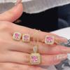 Fashion Temperament Ice Flower Cut Sugar Cube Set Necklace High Carbon Diamond Pink Diamond Pendant Yellow Diamond Ring Color Treasure Stud Earrings