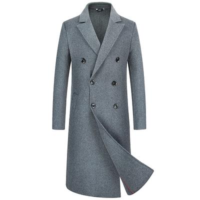 Autumn and Winter New Men's Woolen Coat Trench Coat Double-breasted Long Over-knee Handmade Double-sided Woolen Coat Trench Coat Men