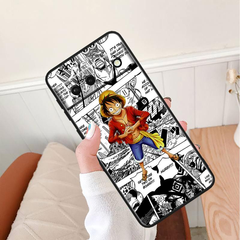 Luffys-Zoros O-nes P-ieces Stoßfeste Abdeckung für Google Pixel 8 7A 6A 5A 5 4 4A XL Pro 5G Schwarze Telefonhülle Weiche Fundas Capa