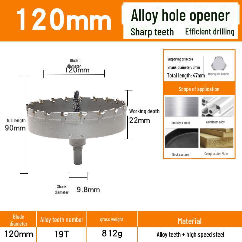 Deschizător de găuri din carbură TCT pentru metal: Alezor de găurit din oțel inoxidabil, cupru, aliaj de aluminiu