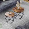 VASAGLE Coffee Tables, Set of 2 Side Tables, Robust Steel Frame, for Living Room, Bedroom, Rustic Brown and Black LET040B01