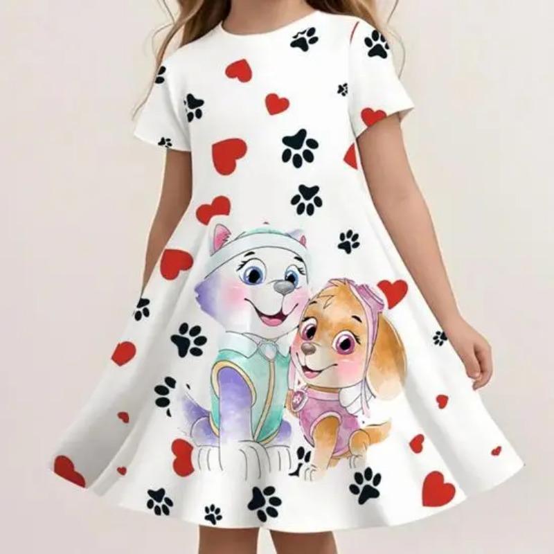 Girls Paw Patrol Loose Dress Summer Casual Beach Sundress Cute Cartoon