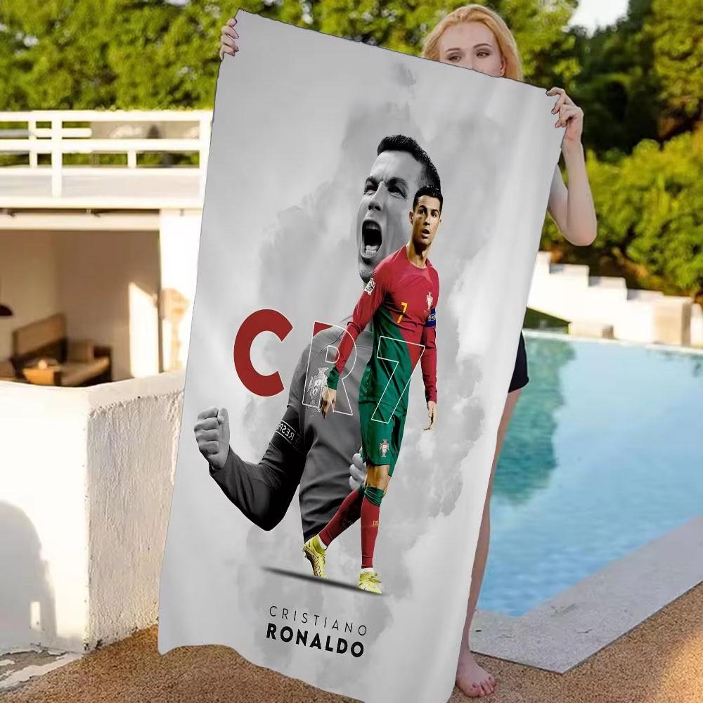 1 szt. R-Ronaldo Piłka Nożna Ręcznik Plażowy Szybkoschnący Bez Piasku Miękki Mikrofibra Ręcznik Kąpielowy dla Fanów Piłki Nożnej Basen Podróż Wakacje
