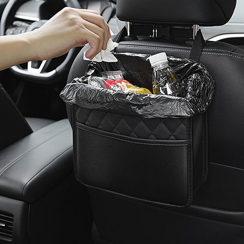 TEMU Car Trunk Organizer & Leather Trash Can - Backseat Storage Box