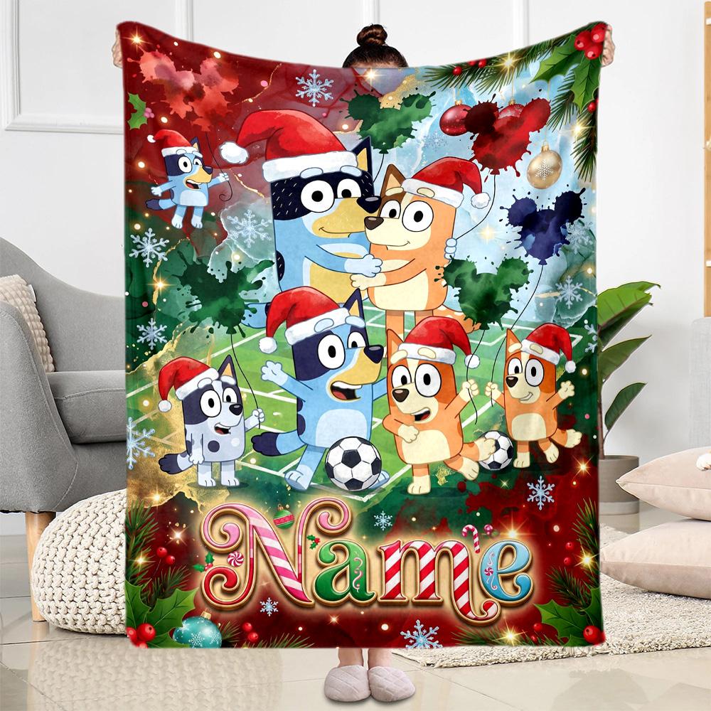 Christmas Friends Celebration Customize Your Name Blanket Multi-purpose Customizable Blanket Warmthful Decor Great for Nap Living Room Office Couch