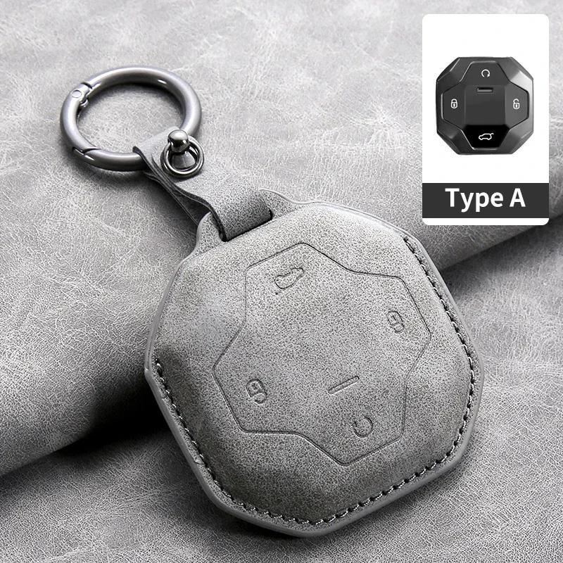 

4 Buttons Leather Car Key Case Cover For Chery Jetour T2 Traveler Auto Key Shell Fob Protector Holder Keychain