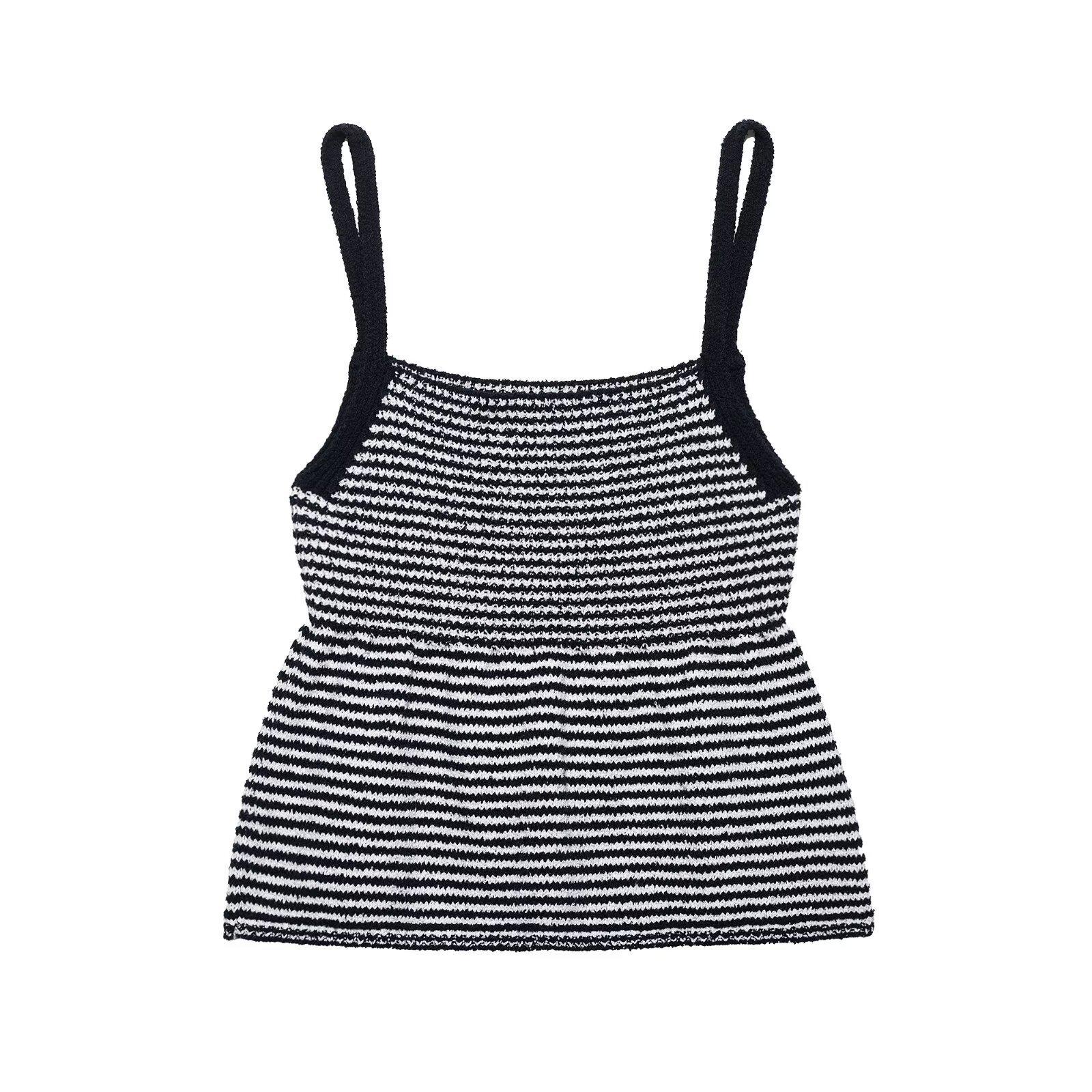 

TAOP&ZA Летний женский топ без рукавов в полоску с дизайном, подчеркивающим талию Large