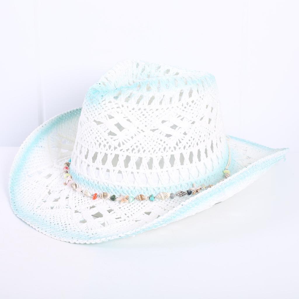 Popular sombrero de vaquero occidental hueco clásico europeo y americano, moda para hombre y mujer, sombrero de paja transpirable para vacaciones, protección solar