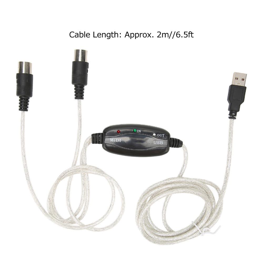 2 in 1 USB to MIDI Cable No Driver Needed MIDI Cord Adapter for Windows Computer