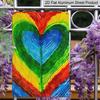 2D Flat Vintage Rainbow Heart Aluminum Sign - 7.87*11.8 Inchs Multicolor Pastel To Rainbow Colors (Pink, Orange, Yellow, Green, Indigo, Violet