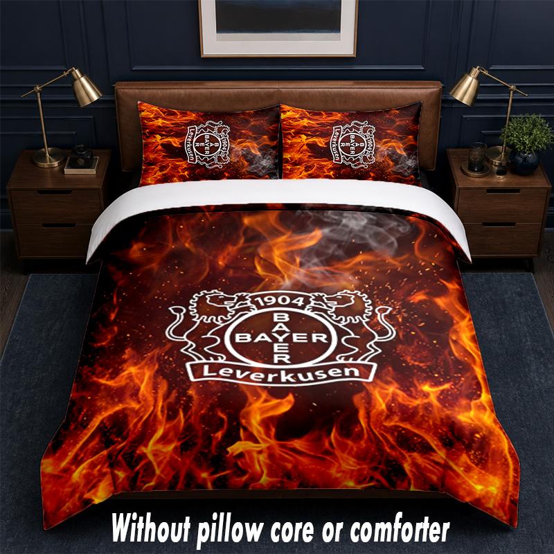 Set Biancheria da Letto Bayer Leverkusen Football Design 1 Copripiumino + 2 Federe Morbido Traspirante Biancheria da Letto per la Casa