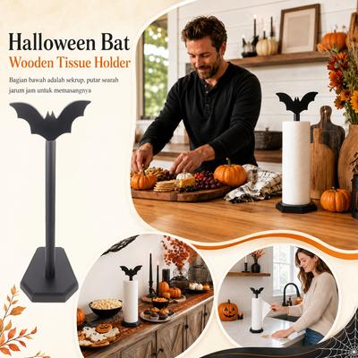 Halloween Wooden Tissue Box Cover Decorative Tissue Holder for Home Kitchen Holiday Party Decor