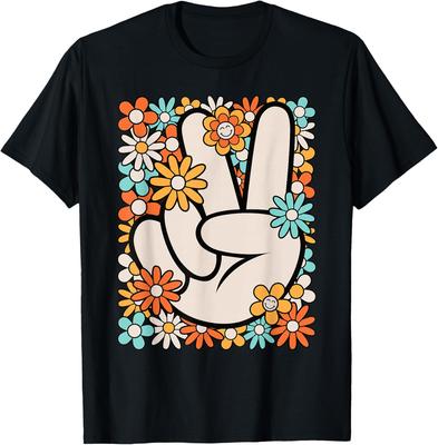 T-shirt Grafica Hippie Segno della Pace Fiore Groovy Retrò Anni '60 '70 per Uomo Donna