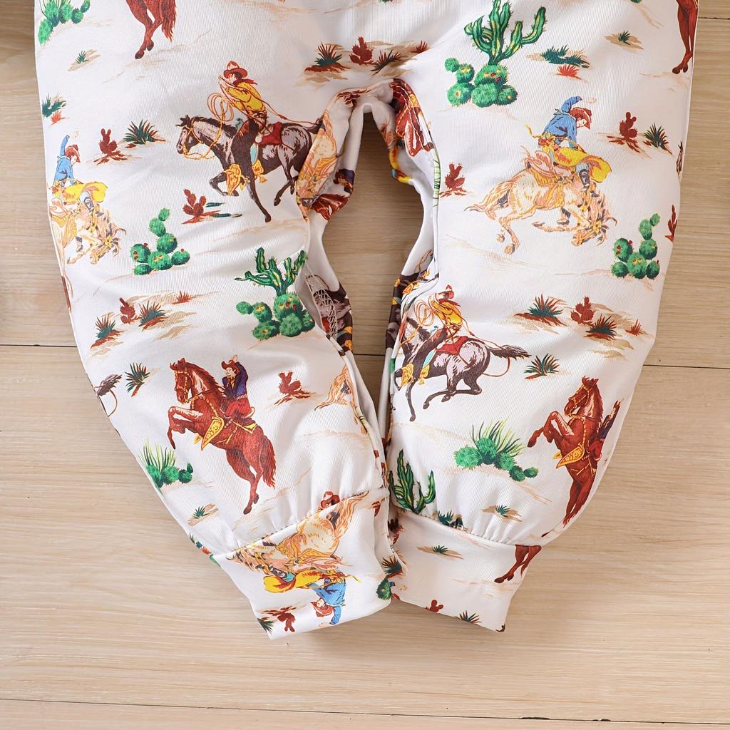 Macacão de Bebê Recém-Nascido Estampa Cavalo Andando Roupa Macacão de Manga Comprida Roupas Macacão de Manga Comprida para Criança Pequena (0-24M)
