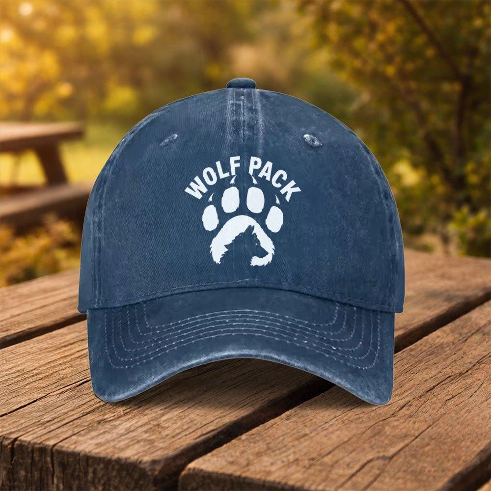 Wolf Pack Paw Print Baseball Cap Unisex Duckbill Hat for Outdoor Sports Fitness Travel