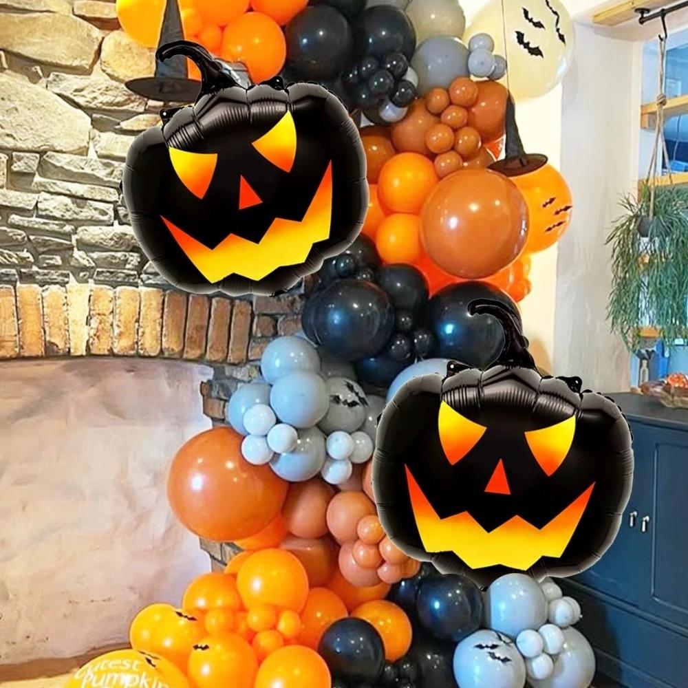Black Pumpkin Pumpkin Balloons Skulls Double-sided Halloween Balloons Aluminum Foil Large Pumpkin Head Balloons Indoor