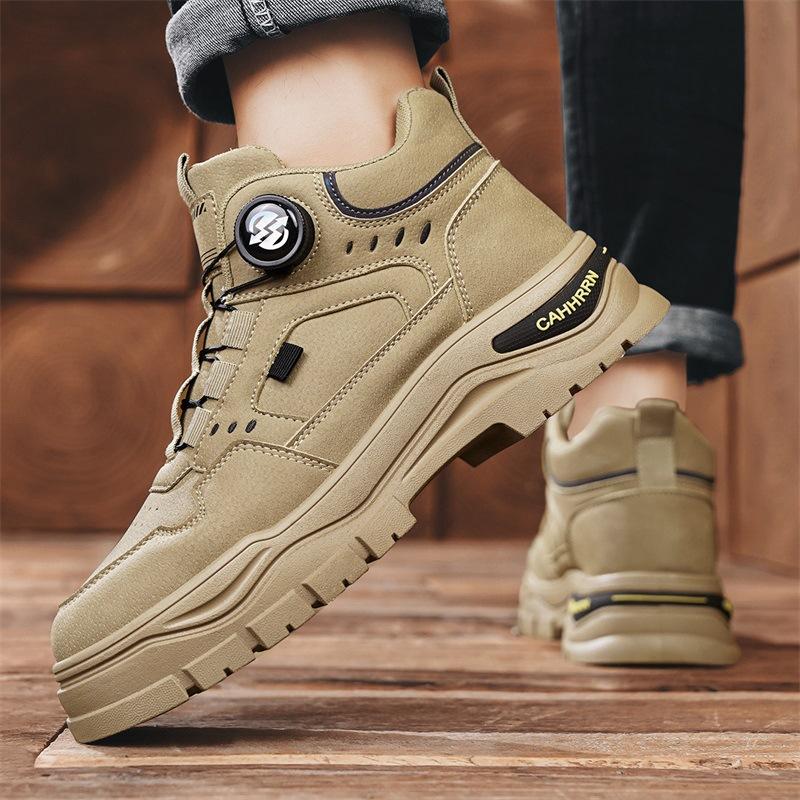 

Fashion 2025 Autumn New Casual Sports Anti Slip Outdoor Mountaineering Desert Combat Knob Work Boots for Men 39 хаки