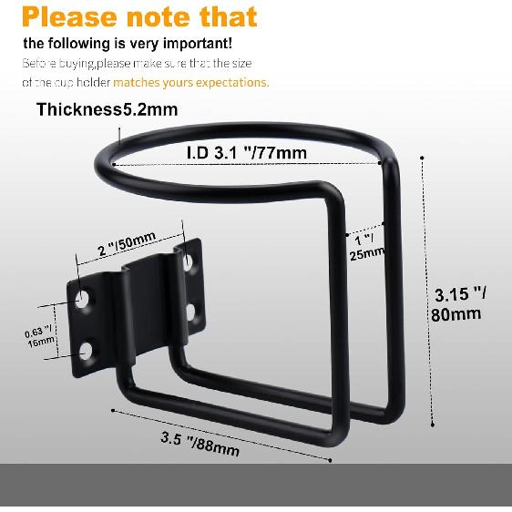 4 Pcs Cup Holders For Boat,Stainless Steel Wall Mounted Cup Holder For Drinks,Black Ring Cup Holder Drink Holder For Marine