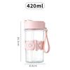 New Insulated Double Drinking Cup with Lid 420ml Portable Handle for Girls, Student Office, Rope Carrying Glass Cup