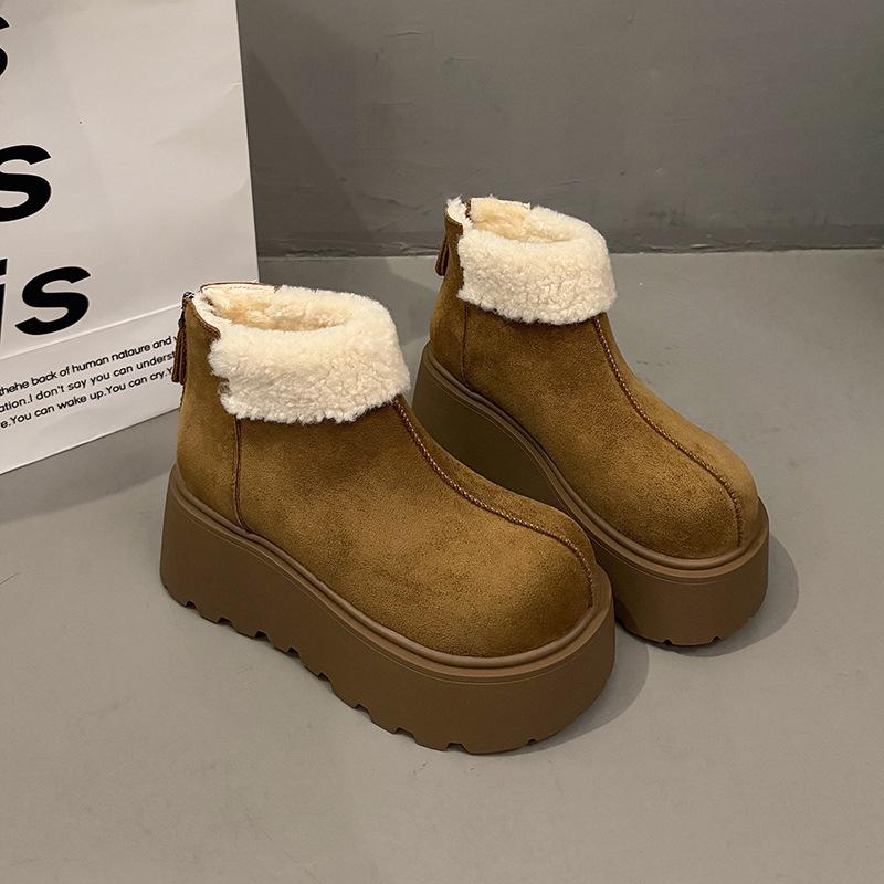 Women's large size soft elastic winter warm cold padded snow boots non-slip wear-resistant outdoor casual sneakers Martin cotton boots