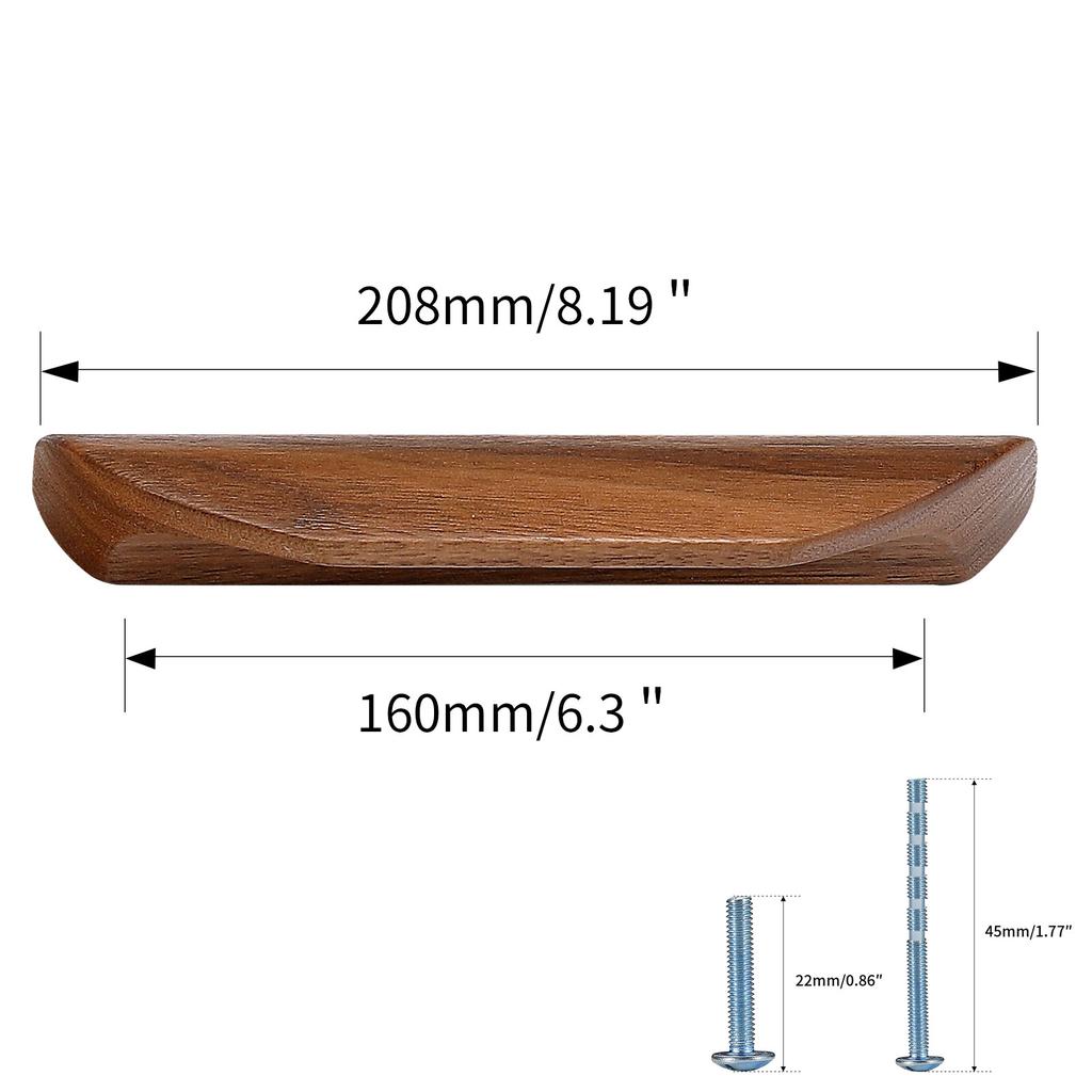 Wooden Pulls Wardrobe Door Handle Beech Wood Black Walnut Drawer Knob Cabinet Bedside Table Pull