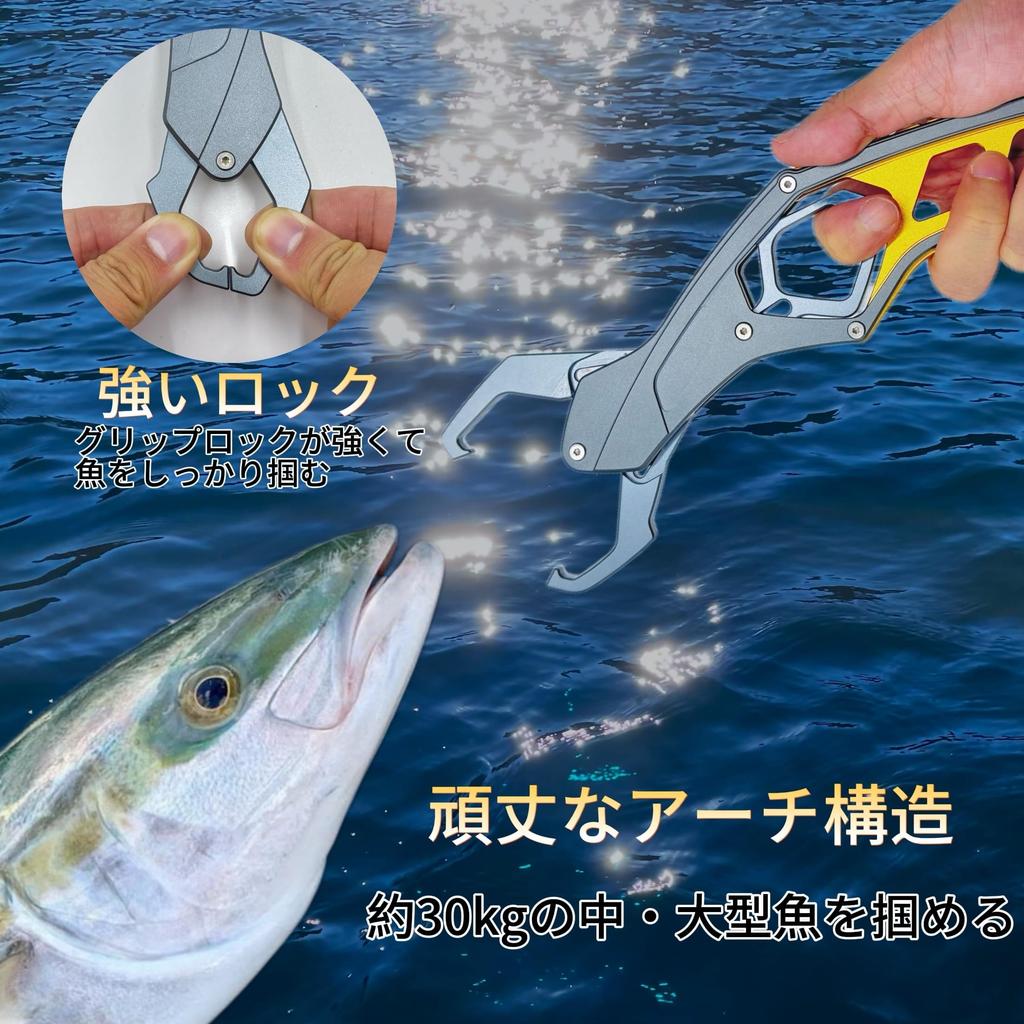 LAGOPICCO Fish Fish Lightweight 30kg Weight Fishing Includes Safety Rope Storage Case Grip, Pistol-Shaped Catcher, 175g, Capacity, Aluminum,