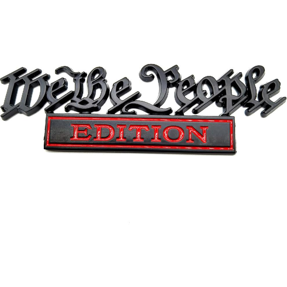 Classic We The People Edition 3D Full Metal Car Emblems Decals Labels Personalized Decoration To Highlight Yourself 2PC(Black/Red)