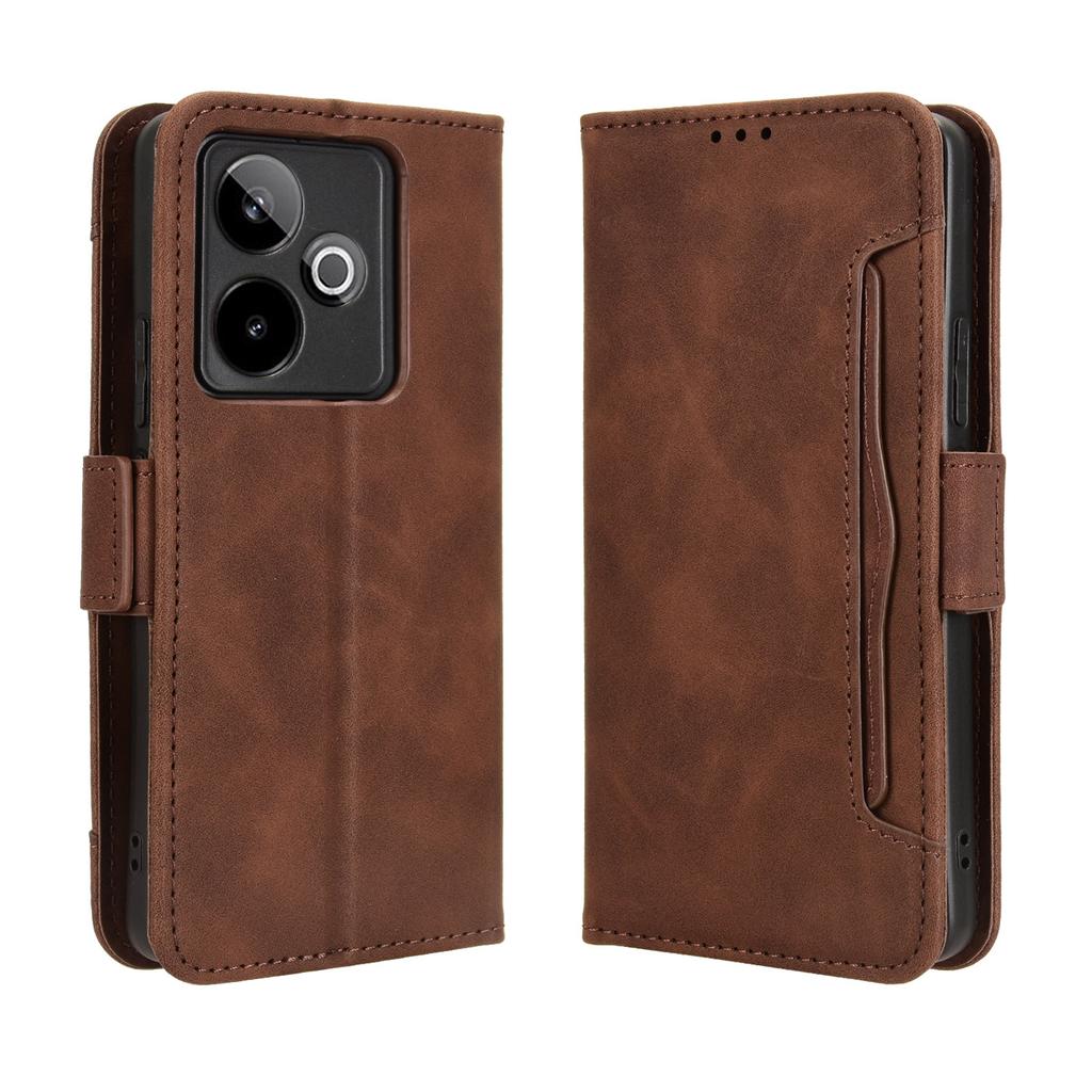 Für Realme GT7 5G (China)/Realme GT 7 5G Lederhülle Handy-Brieftaschen-Hülle mit mehreren Kartenfächern