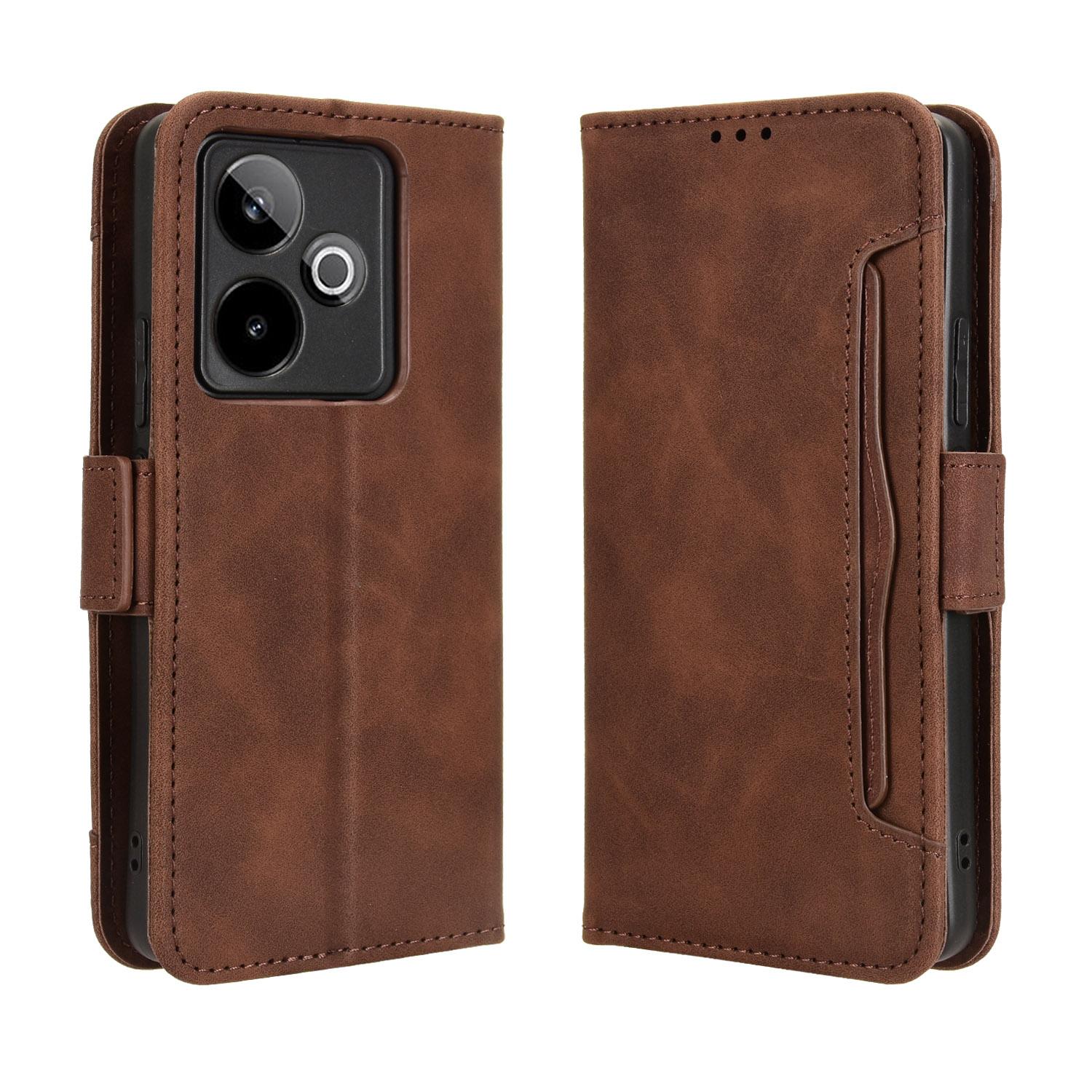 

Для Realme GT7 5G (Китай)/Кожаный чехол-кошелек для телефона Realme GT 7 5G с несколькими отделениями для карт Brown