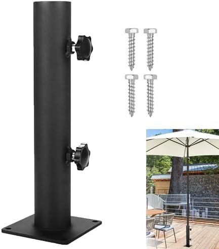 Reducing Sleeve Parasol Standpipe Garden Use Black Paint Coating Multi-surface Compatibility Secure Knob Mechanism