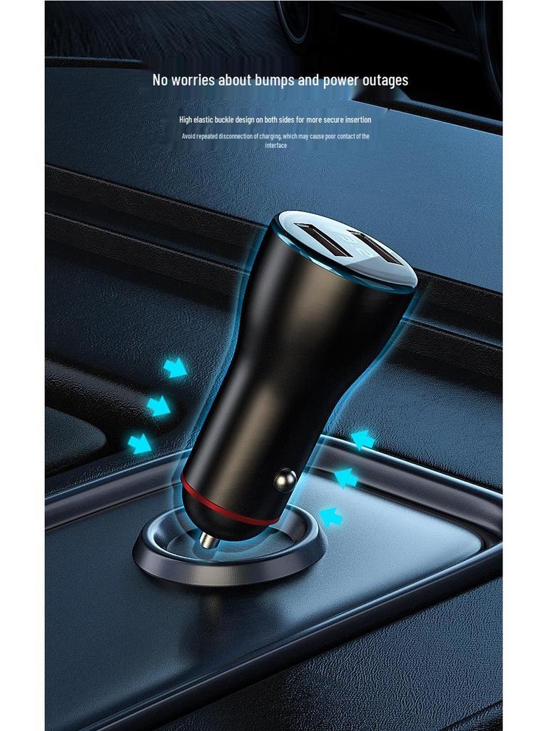 Dual USB Car Charger for Huawei - 66W Fast Charge, 100W Digital Display, Cigarette Lighter Adapter